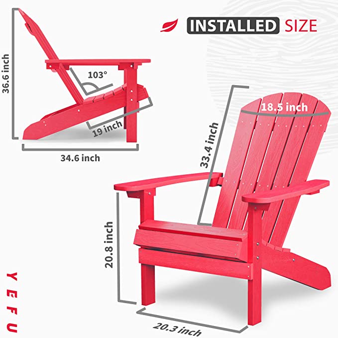 YEFU Classic Style Adirondack Chair(Red) Yefulife